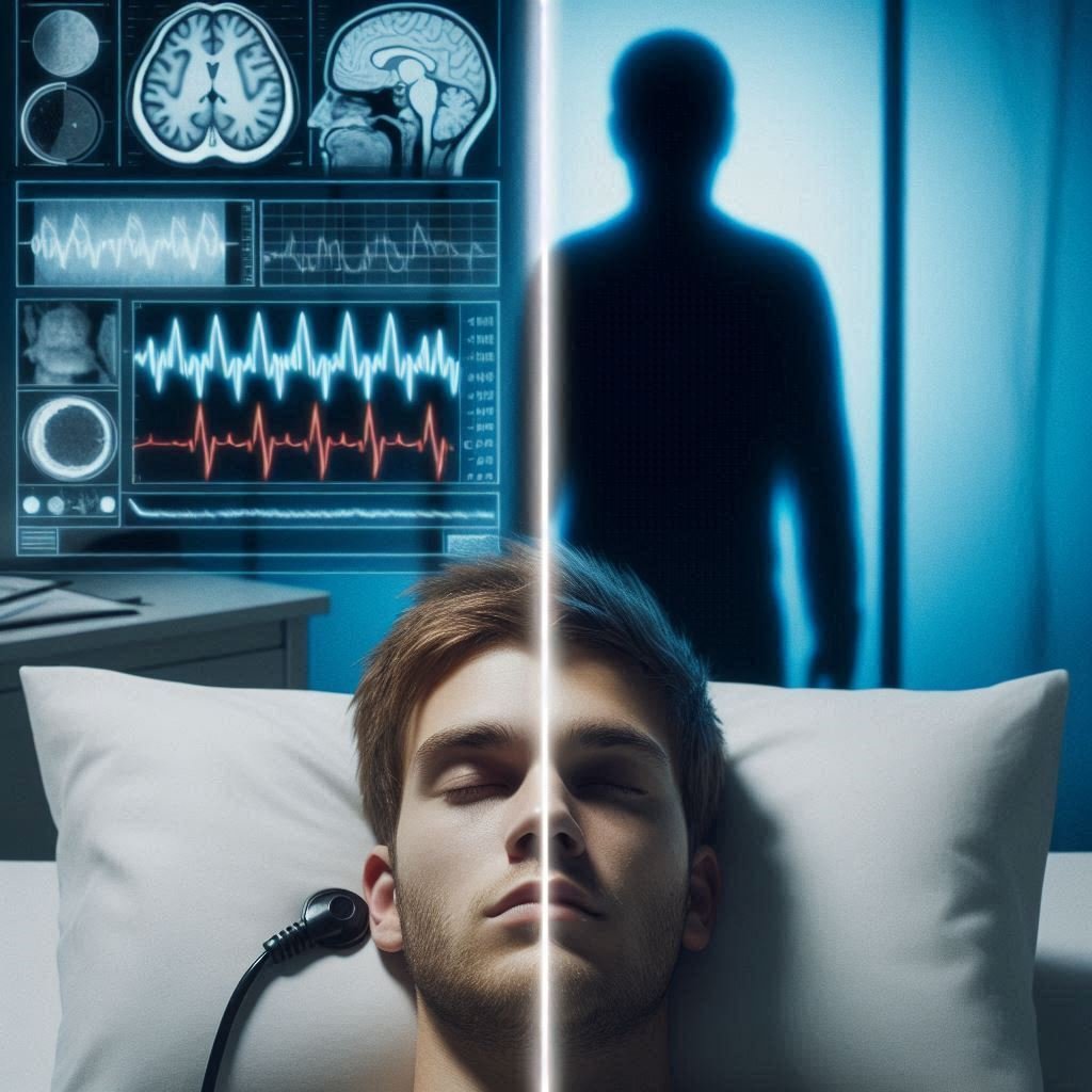 A comparison of scientific analysis and a paranormal experience involving a shadow figure.