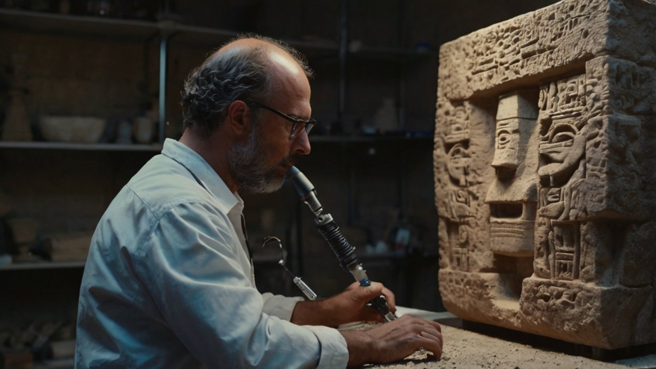 A modern research lab using advanced technology to decode the mysteries of Göbekli Tepe.