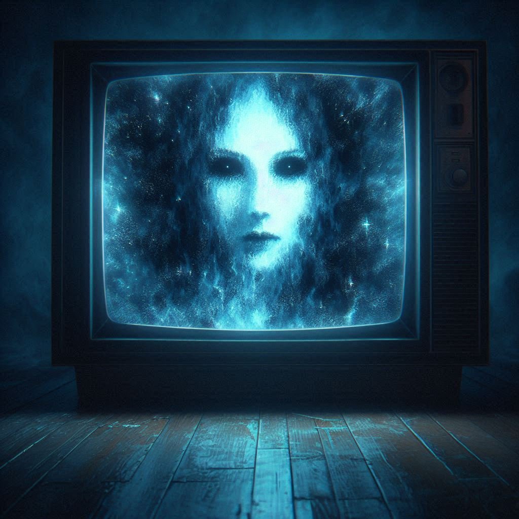 Ghostly figure from TV screen - Ben Drowned haunted cartridge