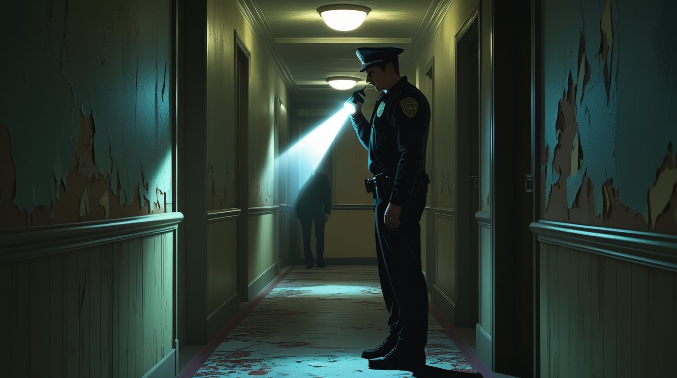 Cecil Hotel hallway investigation Elisa Lam semi realistic digital painting