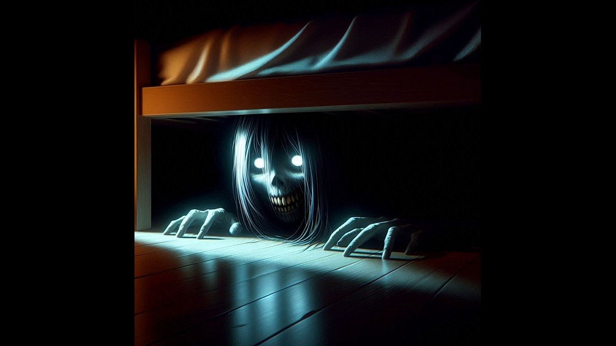 The Shadow Beneath the Bed The Boogeyman hiding under a child’s bed in the shadows