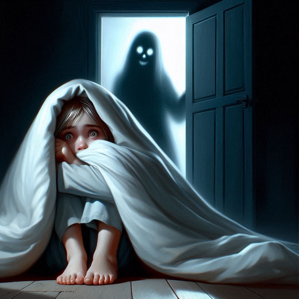frightened child sensing the presence of the Boogeyman